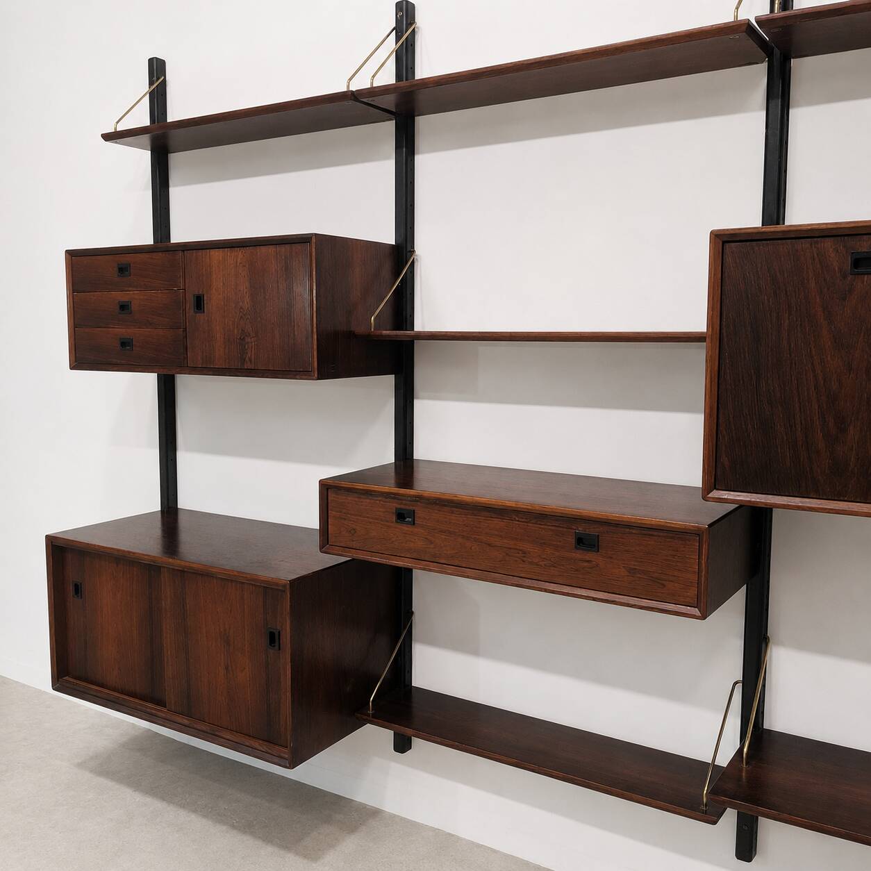 Modular wall cabinet in rosewood