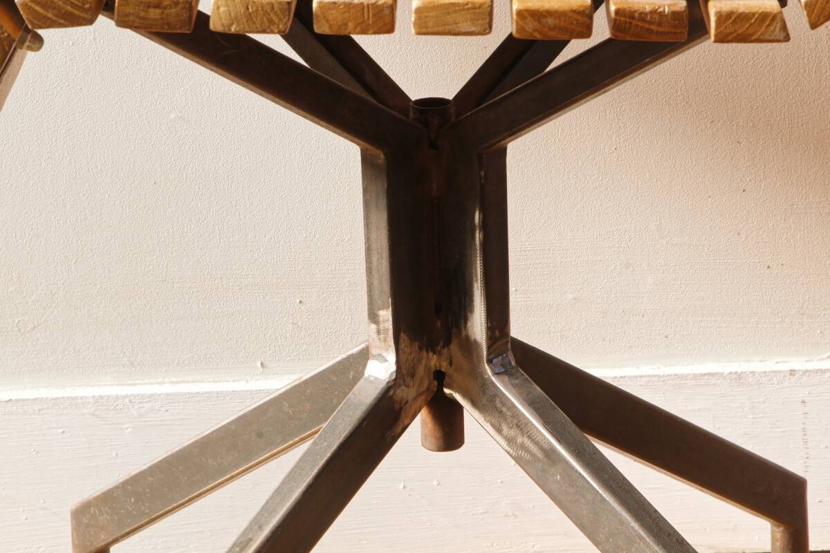 Handcrafted chair, laminated wood and leather