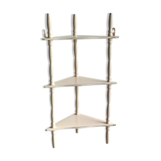 Étagère d'angle ancienne en bois tourné