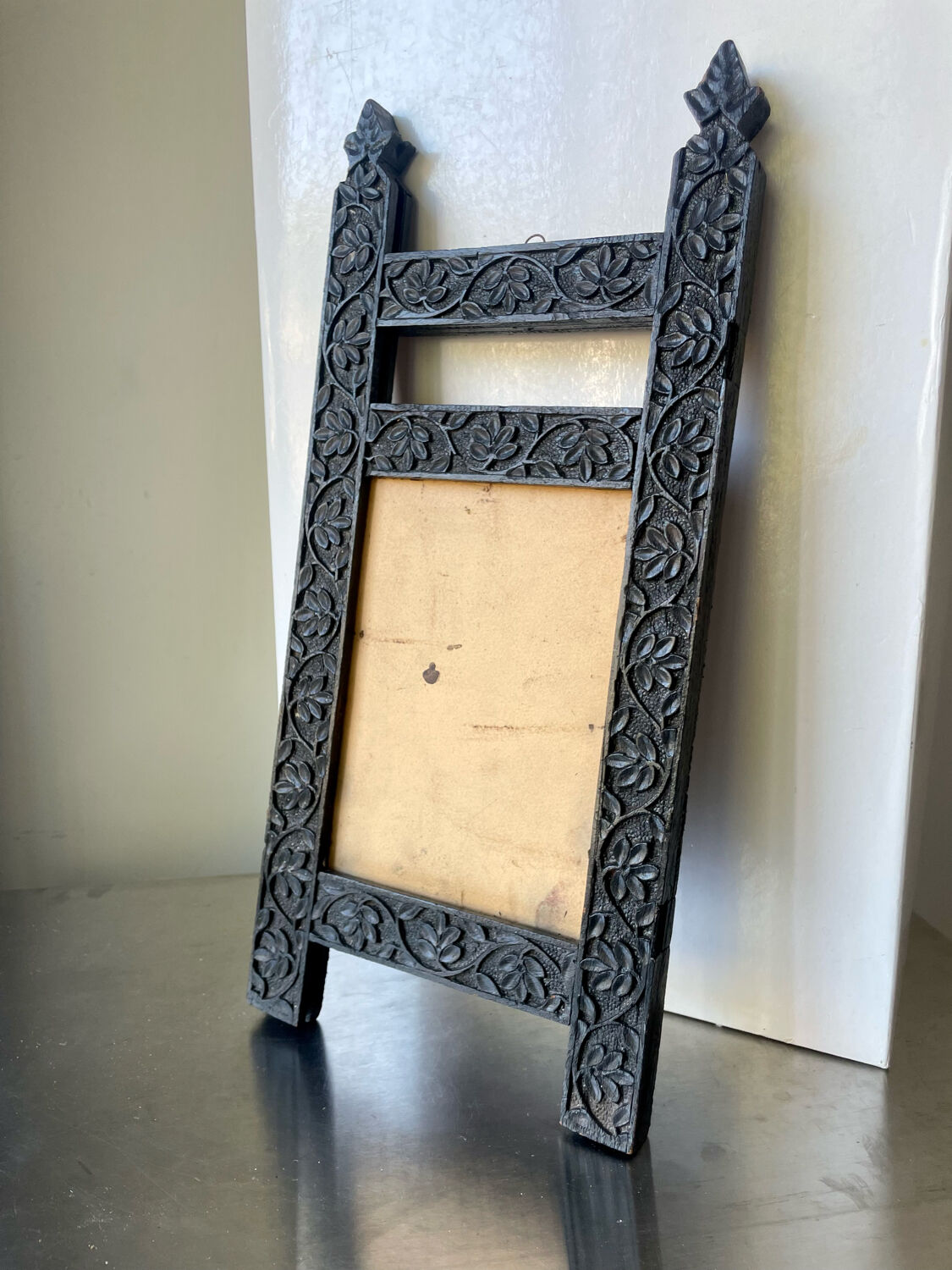 Antique Wooden Picture Frame with flower carvings 42 cm x 19 cm