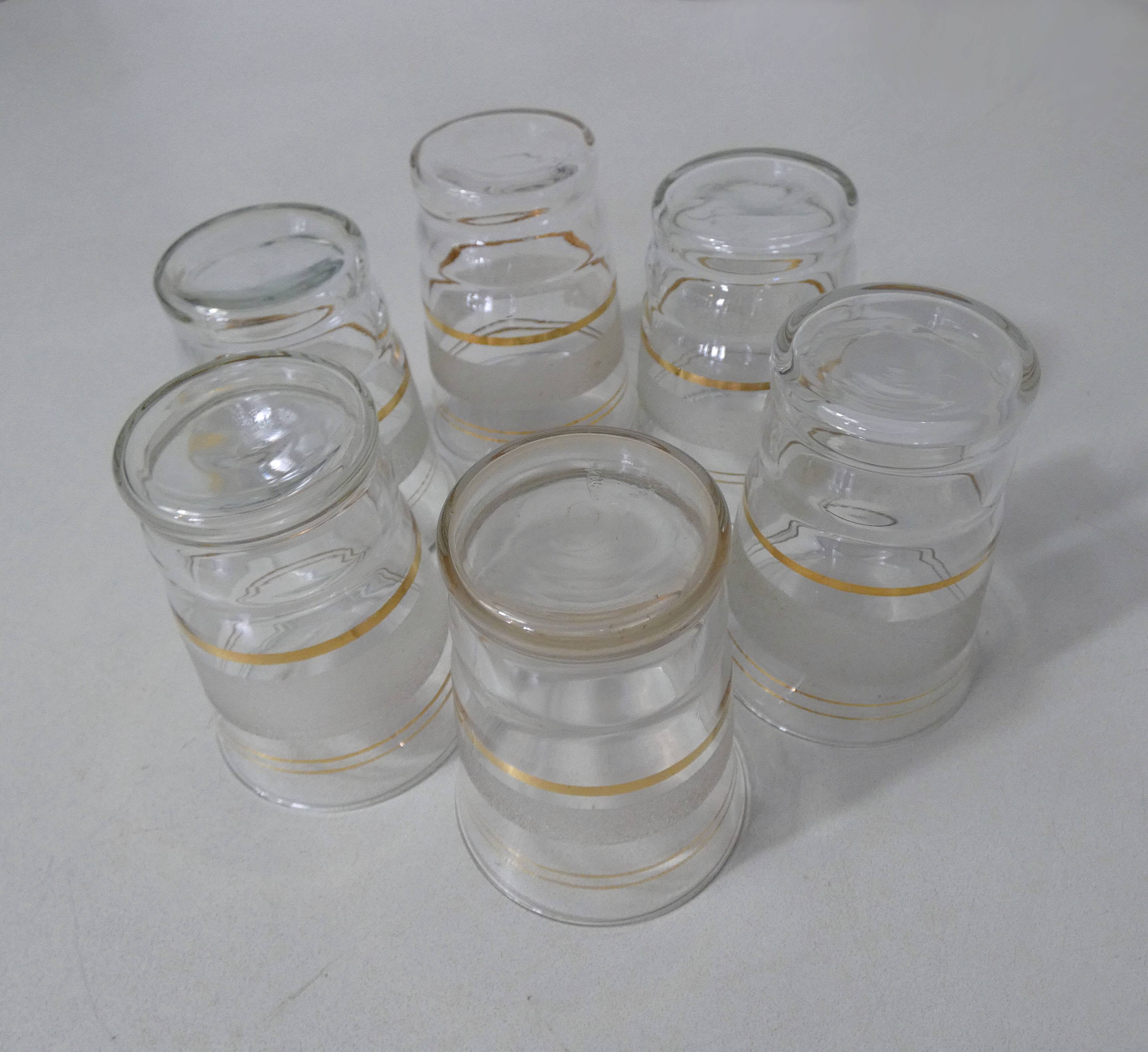 6 white granite blown glasses