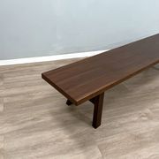 Michelucci brutalist design solid walnut bench 1970s