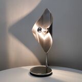 Table lamp, stainless steel and chrome metal, Reggiani, 1970