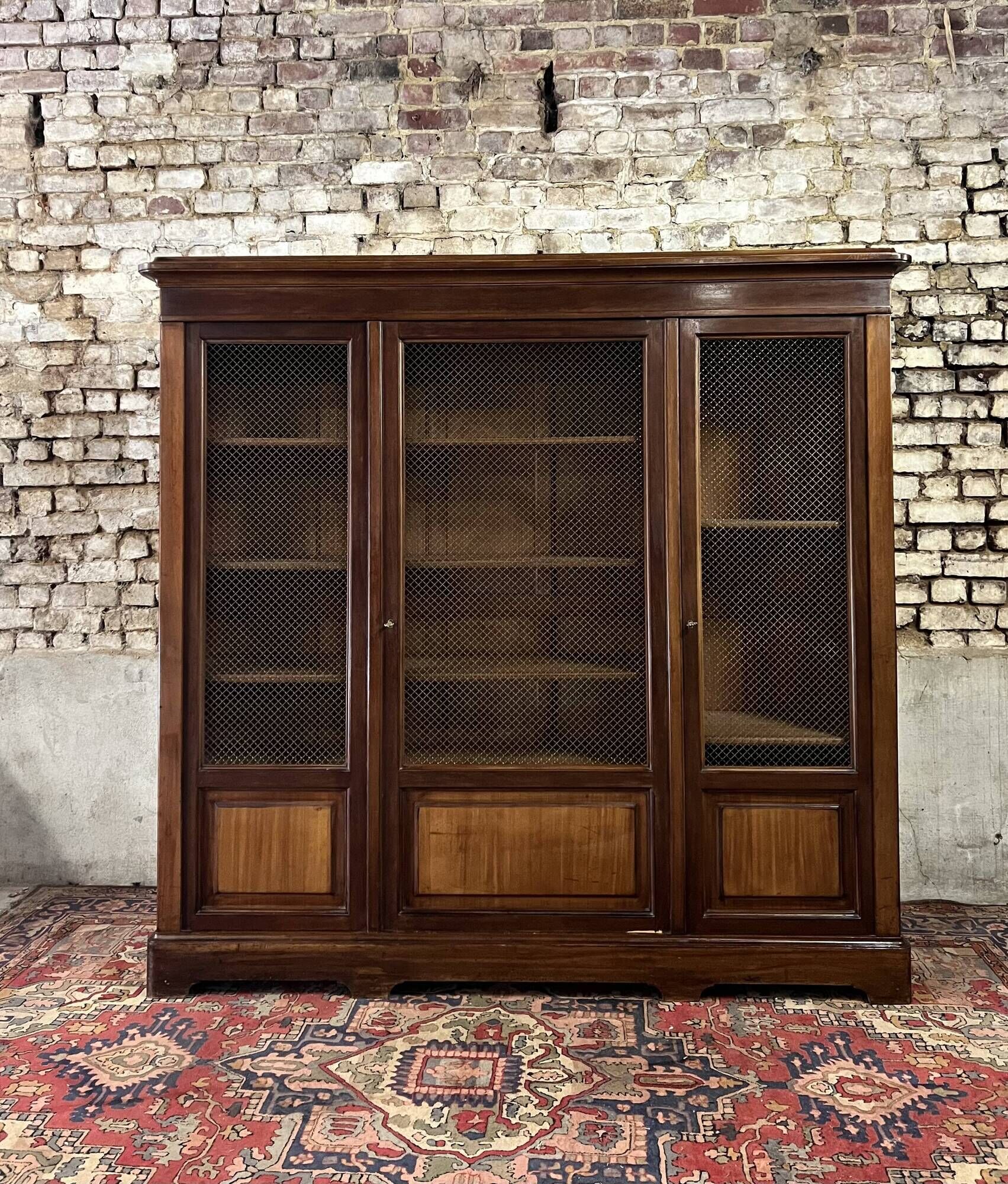 Three door mahogany bookcase from napoleon iii period xix eme century