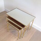Set of 3 nesting tables with mirrored tops