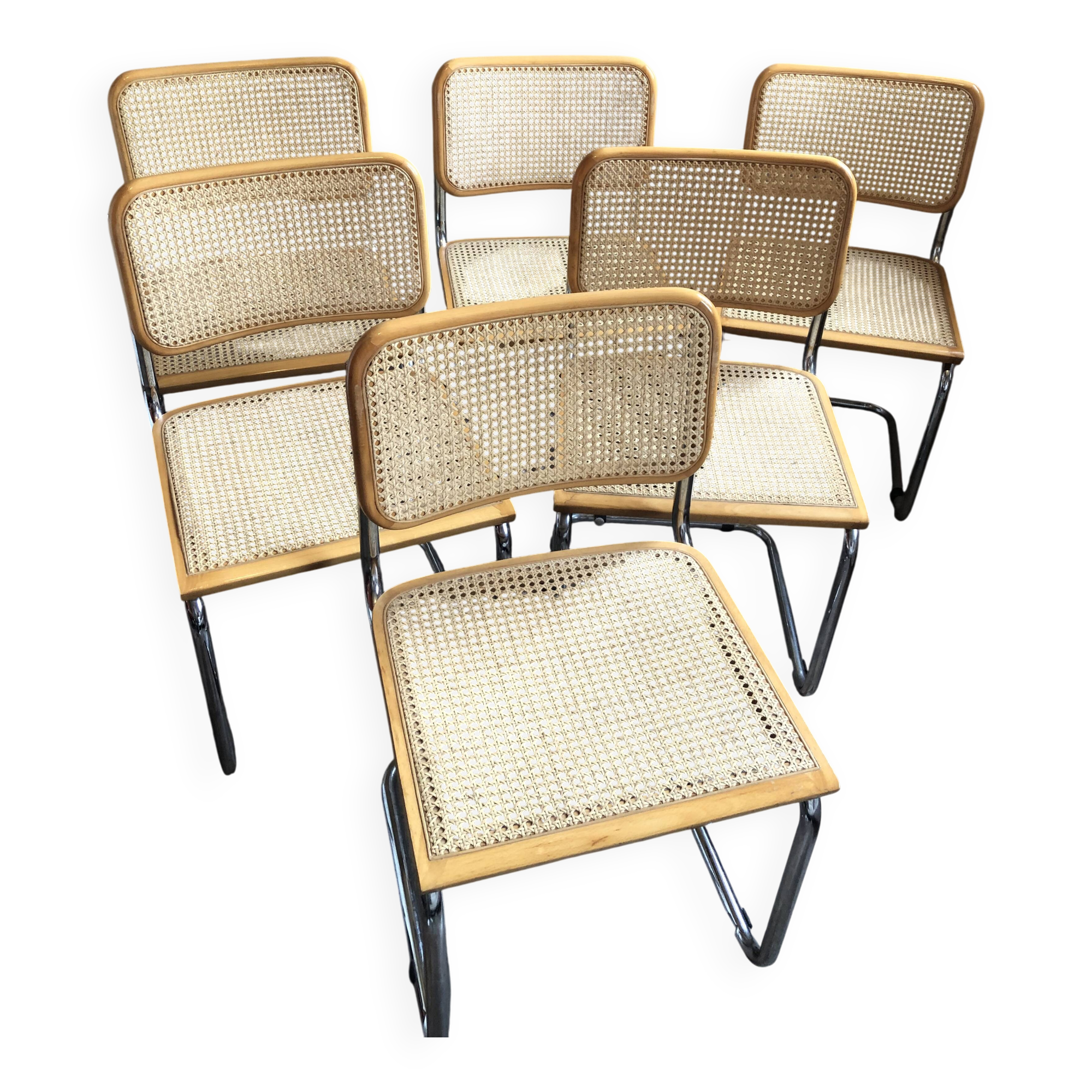 6 chaises B32  de Marcel Breuer - fabrication italienne