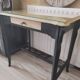Console relookée bois & noir – style campagne chic – avec plateau verr