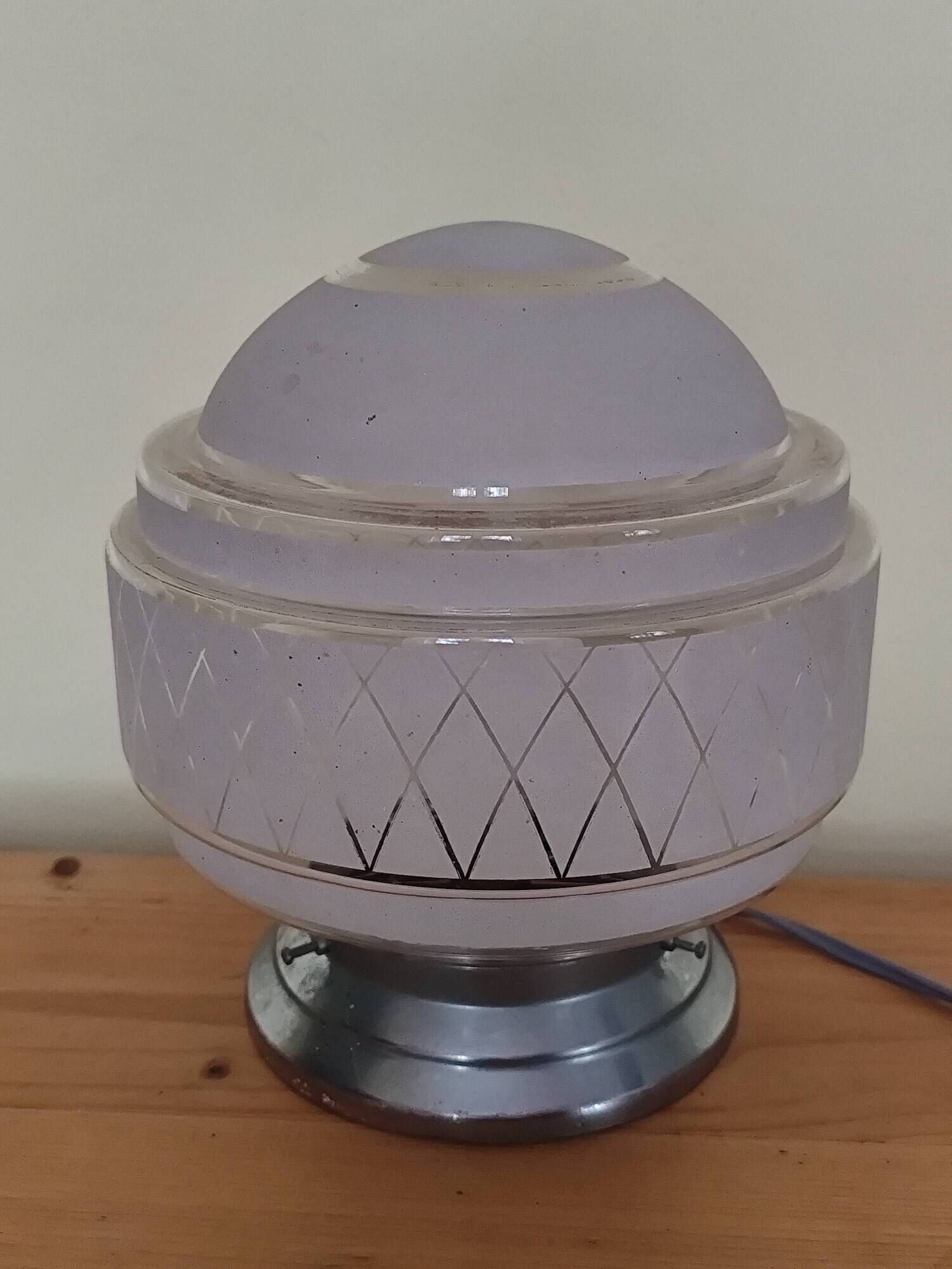 plafonnier des années 40,  globe verre granité opaque -  lampe de table