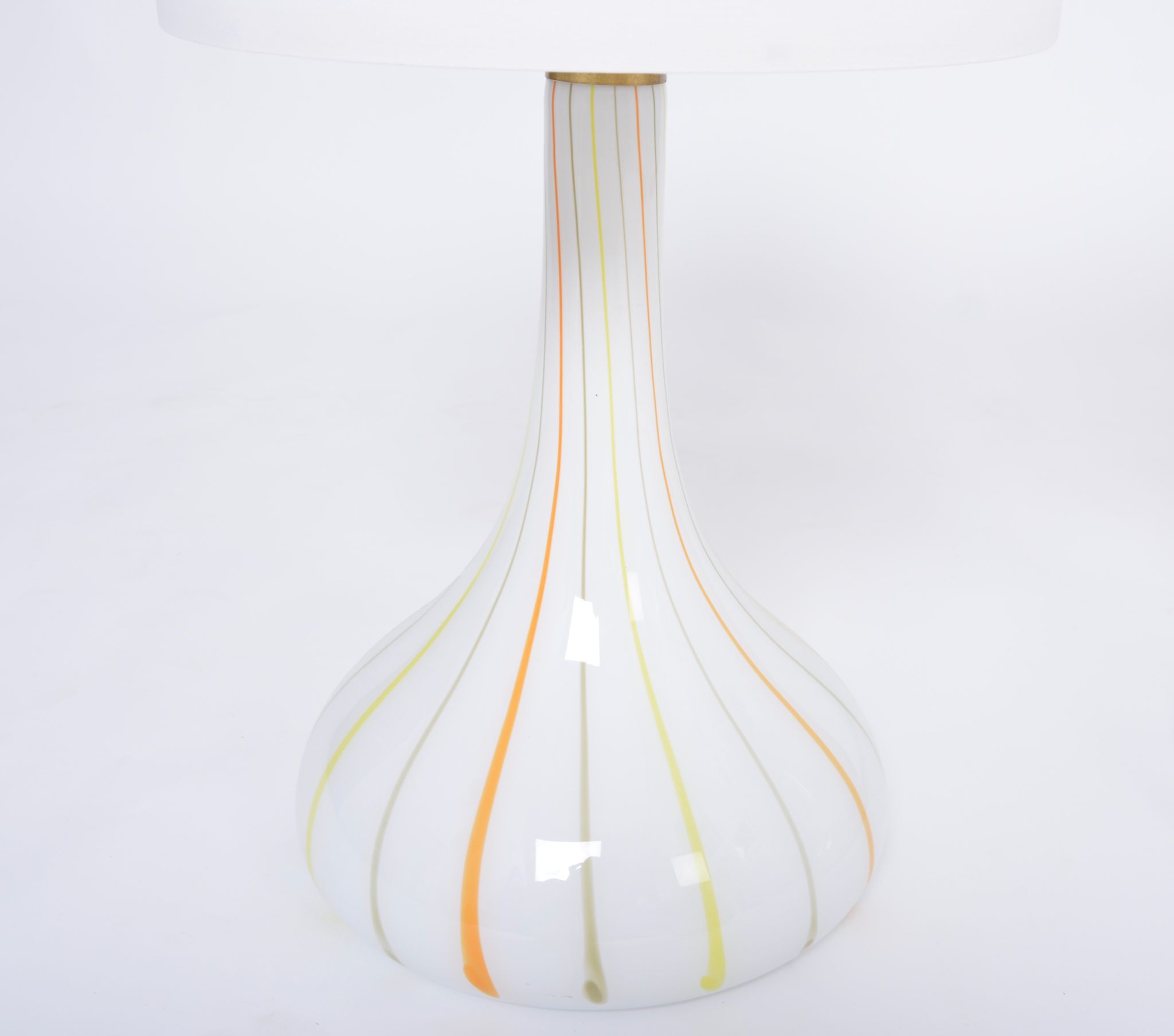 Pair of 1970s tall White Glass Table Lamps model "Candy" by Holmegaard