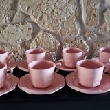 Service à thé 7 personnes rose poudré + sucrier