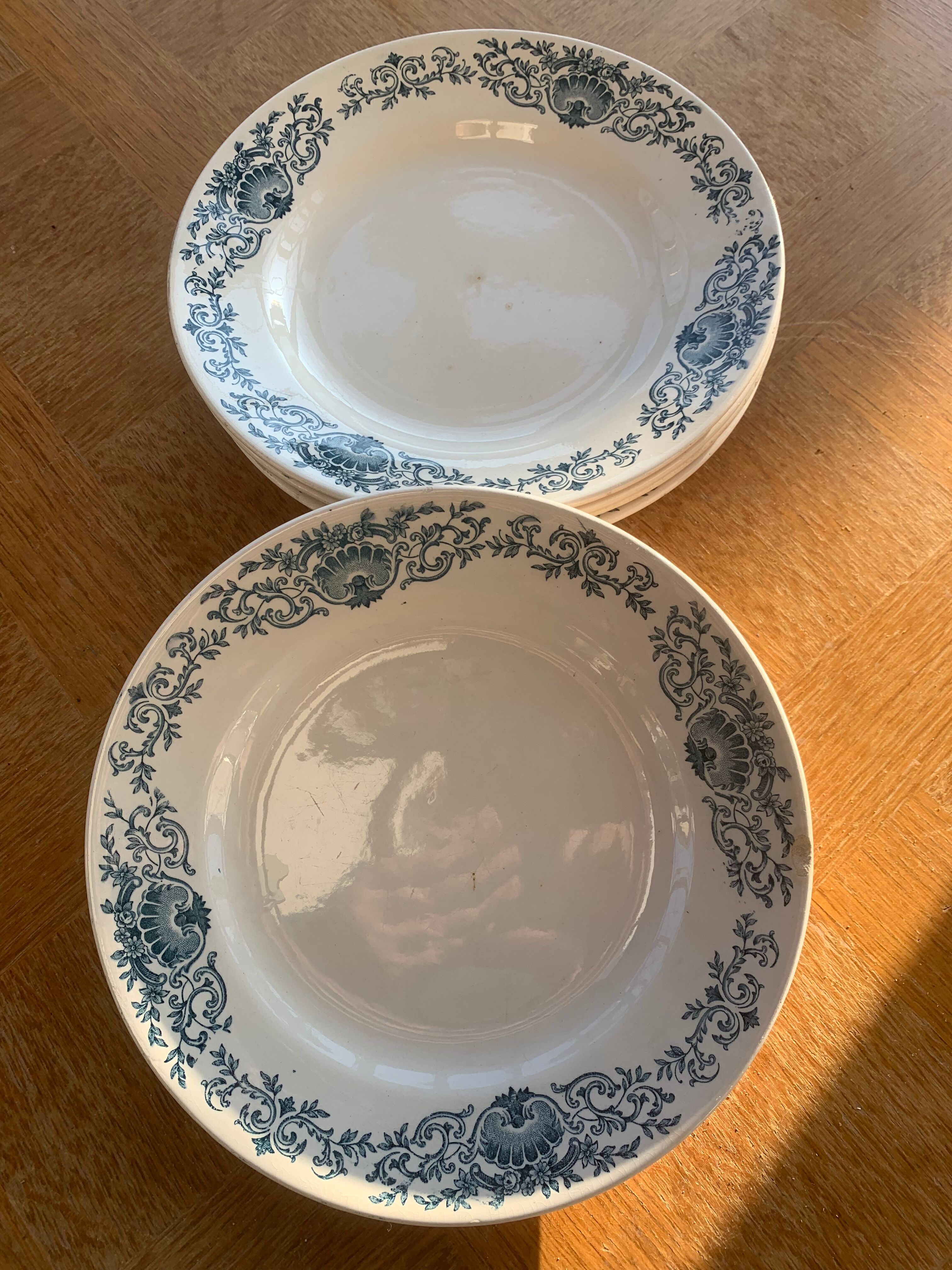 6 flat plates model shell longchamp iron earth art deco