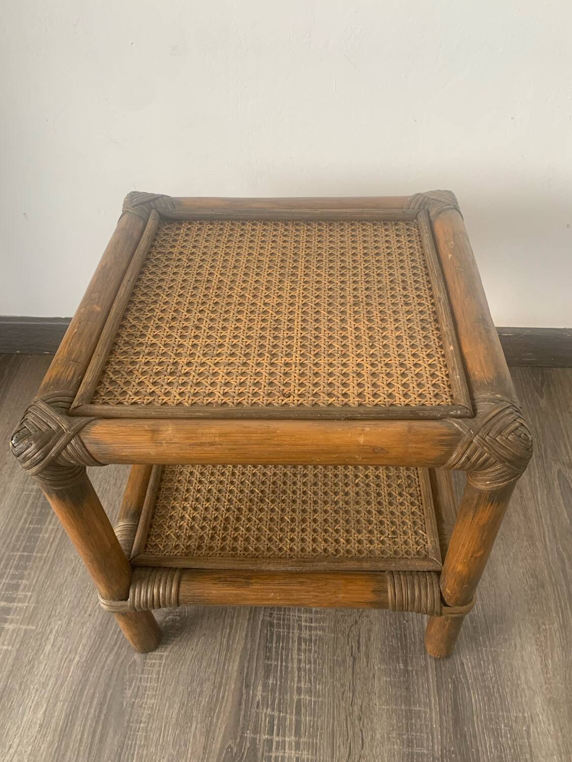 Rattan cabin end bedside table