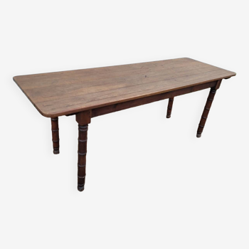 Rustic restaurant bistro table in solid oak, 1900 period - 1m85