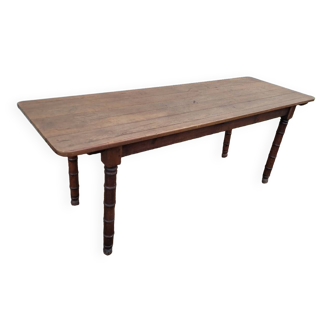 Rustic restaurant bistro table in solid oak, 1900 period - 1m85