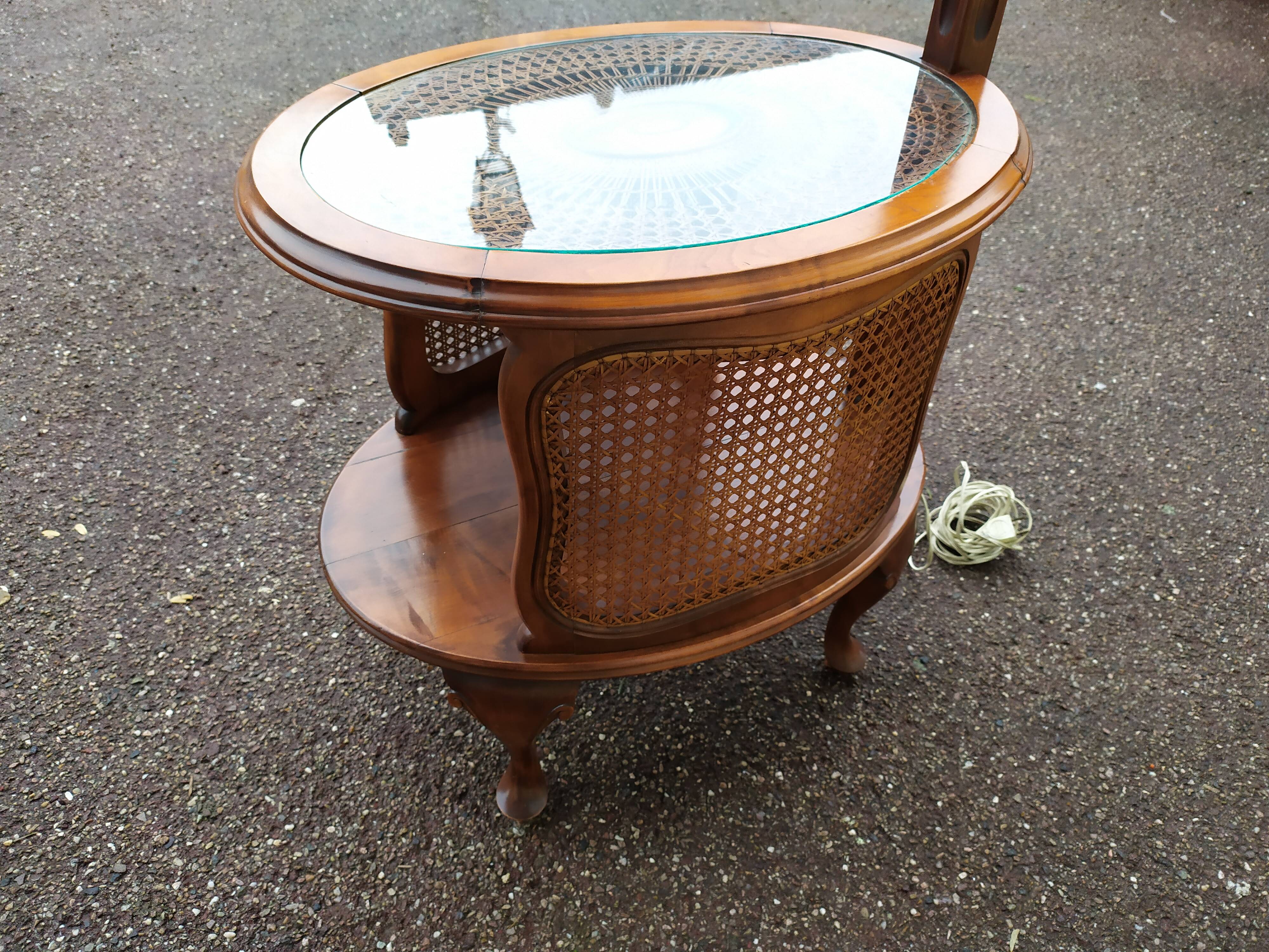 Floor lamp - wood - cane - glass