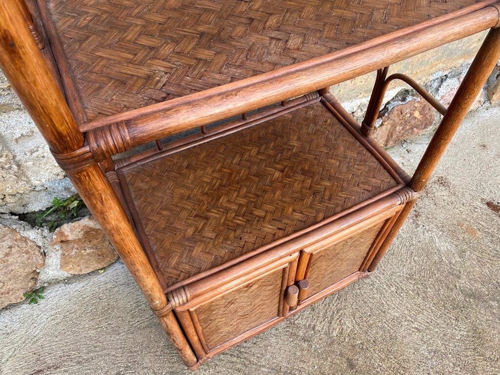 Vintage 70s rattan library