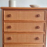 Vintage wicker chest of drawers.