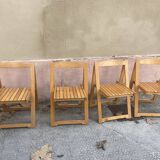 Series of 4 vintage wooden folding chairs