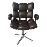 Fauteuil de barbier / bureau pivotant 1960 cuir et chrome