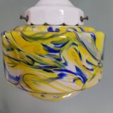 Multicolored veined opaline pendant lamp, 60s