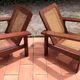 Pair of vintage rosewood and canning armchairs, Burma 1950