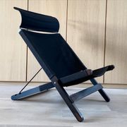 Vintage wood and canvas folding armchair by Tord Bjorklund for Ikea