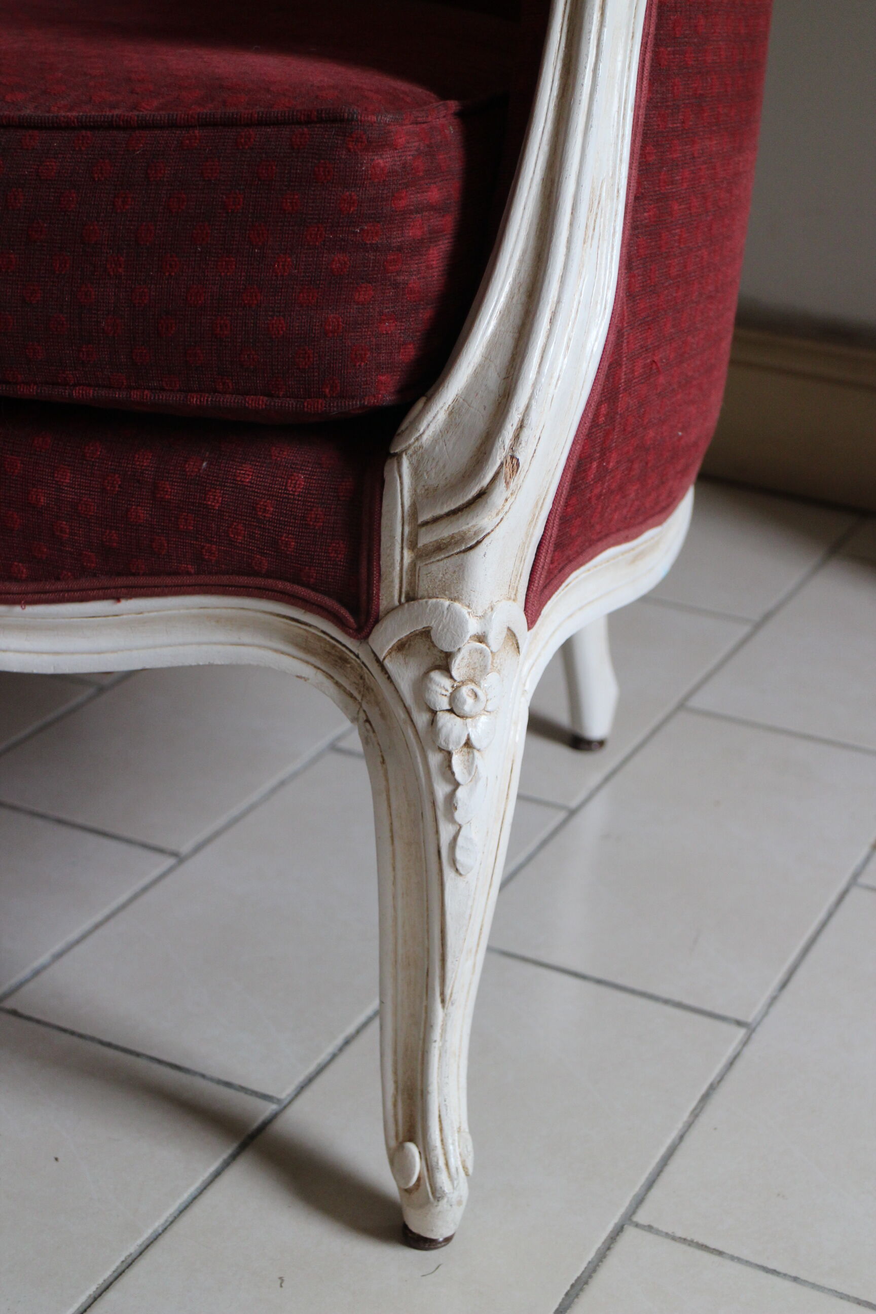 Louis XV style armchair patinated white