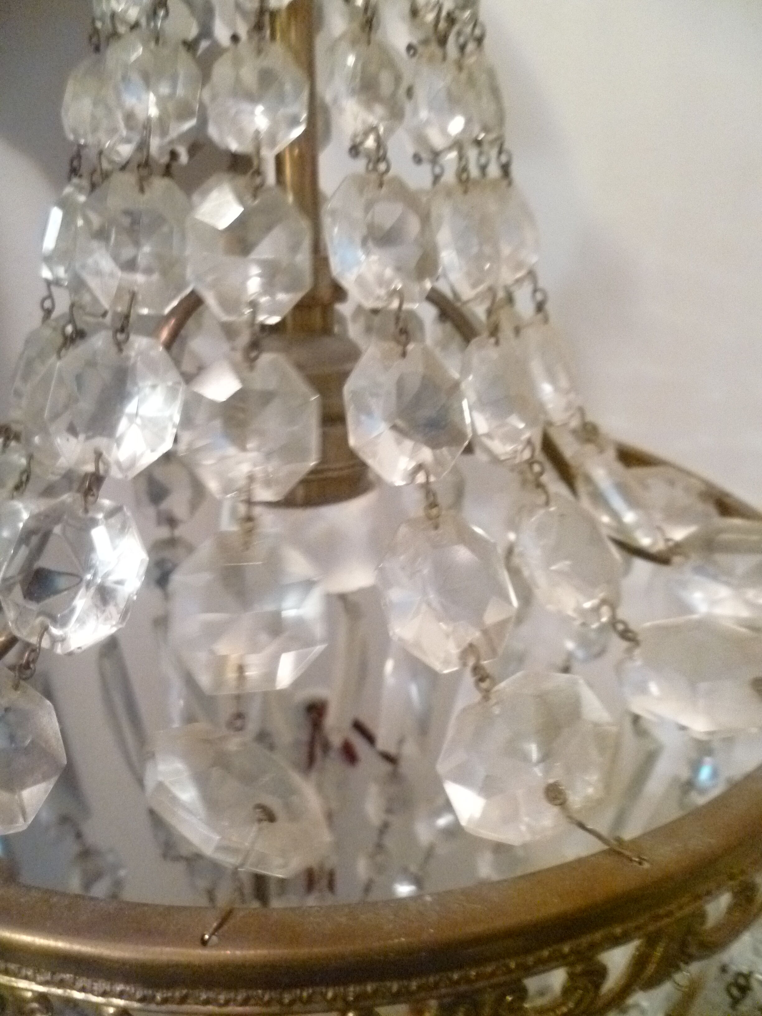 Chandelier ceiling lamp balloon grapevines glass & brass 1 fire