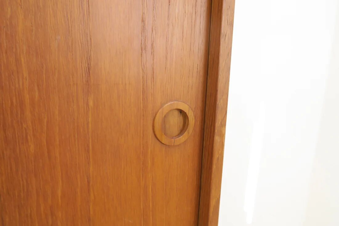 High teak cabinet with sliding doors, 1960s