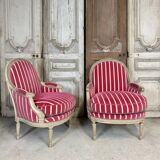 Pair of Louis XVI style bergère armchairs