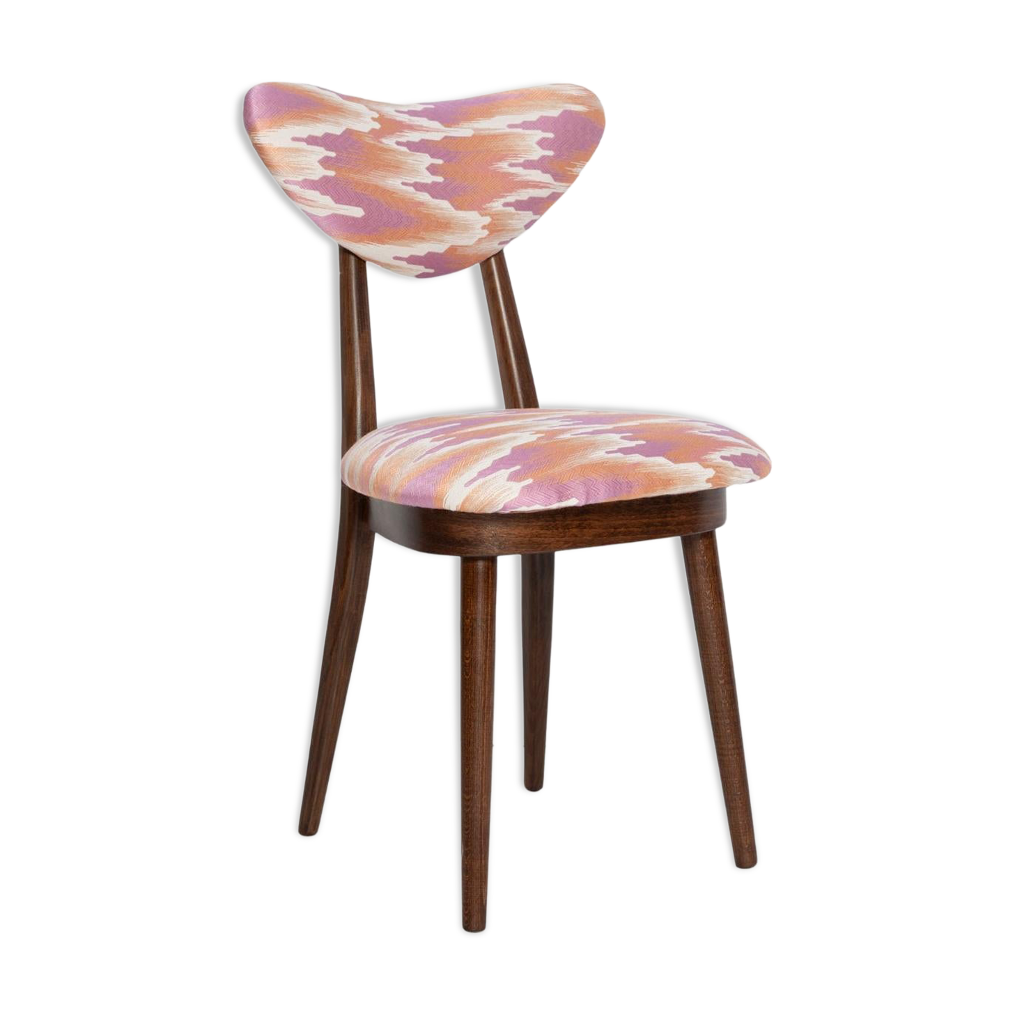 Heart-shaped chair mid-century in Fandango pink jacquard, Dedar, Europe, 1960s