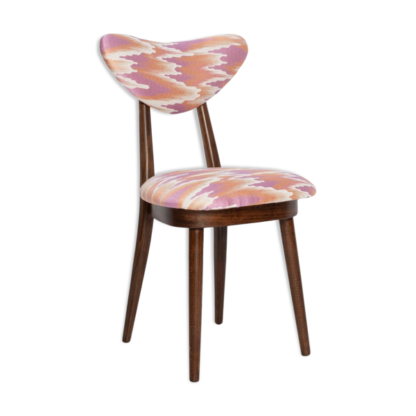 Chaise cœur milieu du siècle en jacquard rose Fandango, Dedar, Europe, années 1960