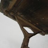 Art Deco bistro table with oak top on cast iron table