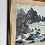 Original Mid Century Swedish Oil On Canvas – Coastal View, Grundsund By Carl Gunne – Vintage & Framed