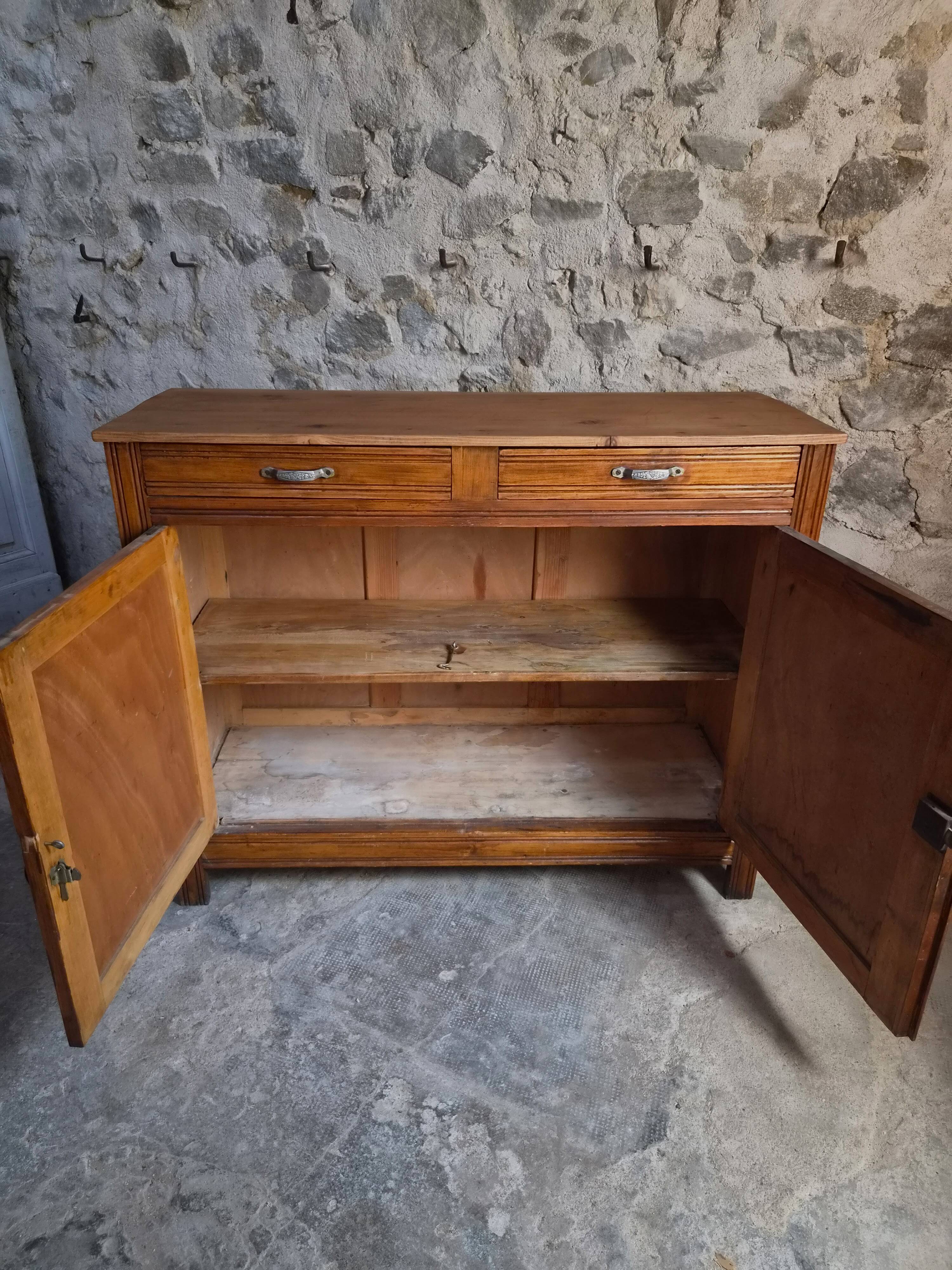French country buffet, rustic kitchen furniture, wooden buffet, circa 1930–1950.