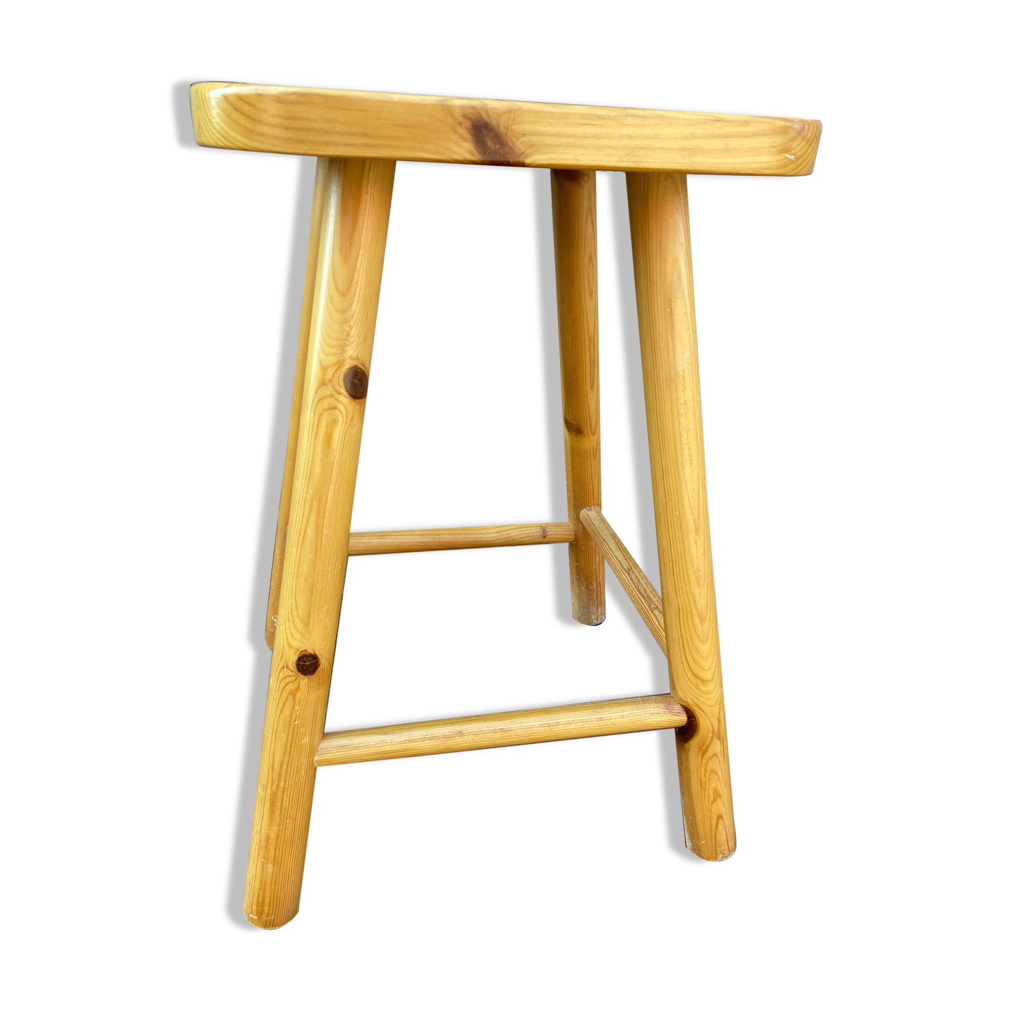 Tabouret vintage en pin type montagne Deco chalet