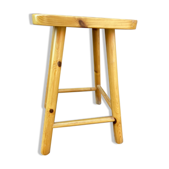 Vintage pine stool mountain type Deco chalet