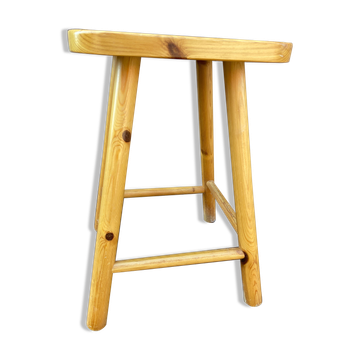 Vintage pine stool mountain type Deco chalet