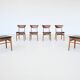 Set of six Danish dining chairs in teak and faux leather Denmark 1960