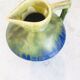 Small vintage blue and green vase – 1950s ceramic
