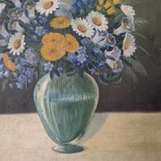Antique still life painting, bohemian country decor
