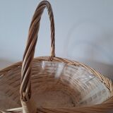 Natural wicker basket with twisted handle – vintage decorative basket
