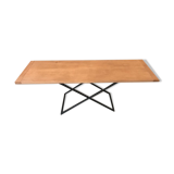 Wooden coffee table metal base