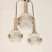 Modern pendant lamp, 1970s, metal and glass, 3xE27