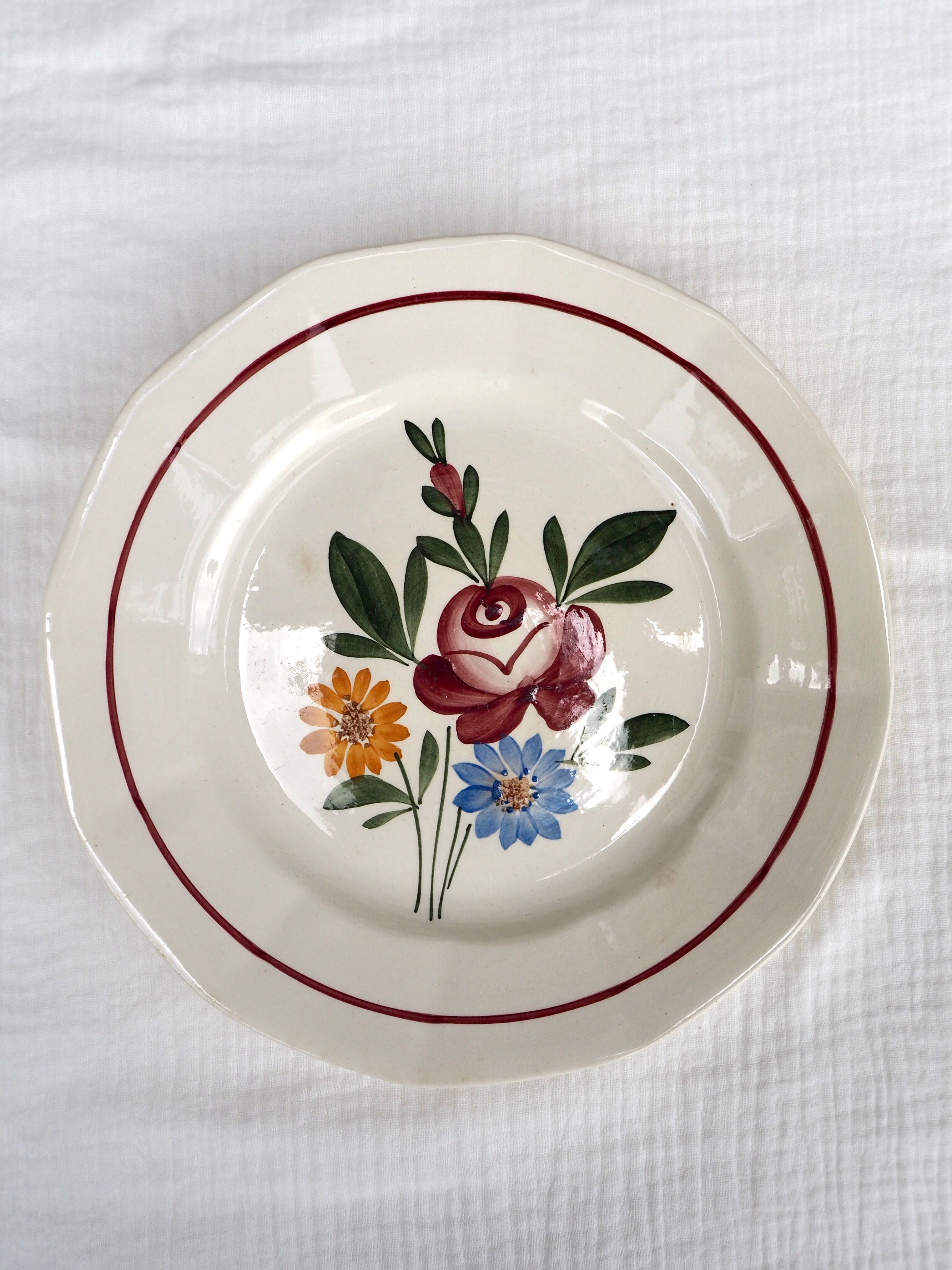Set de 10 assiettes plates Sarreguemines, modèle Chatenois
