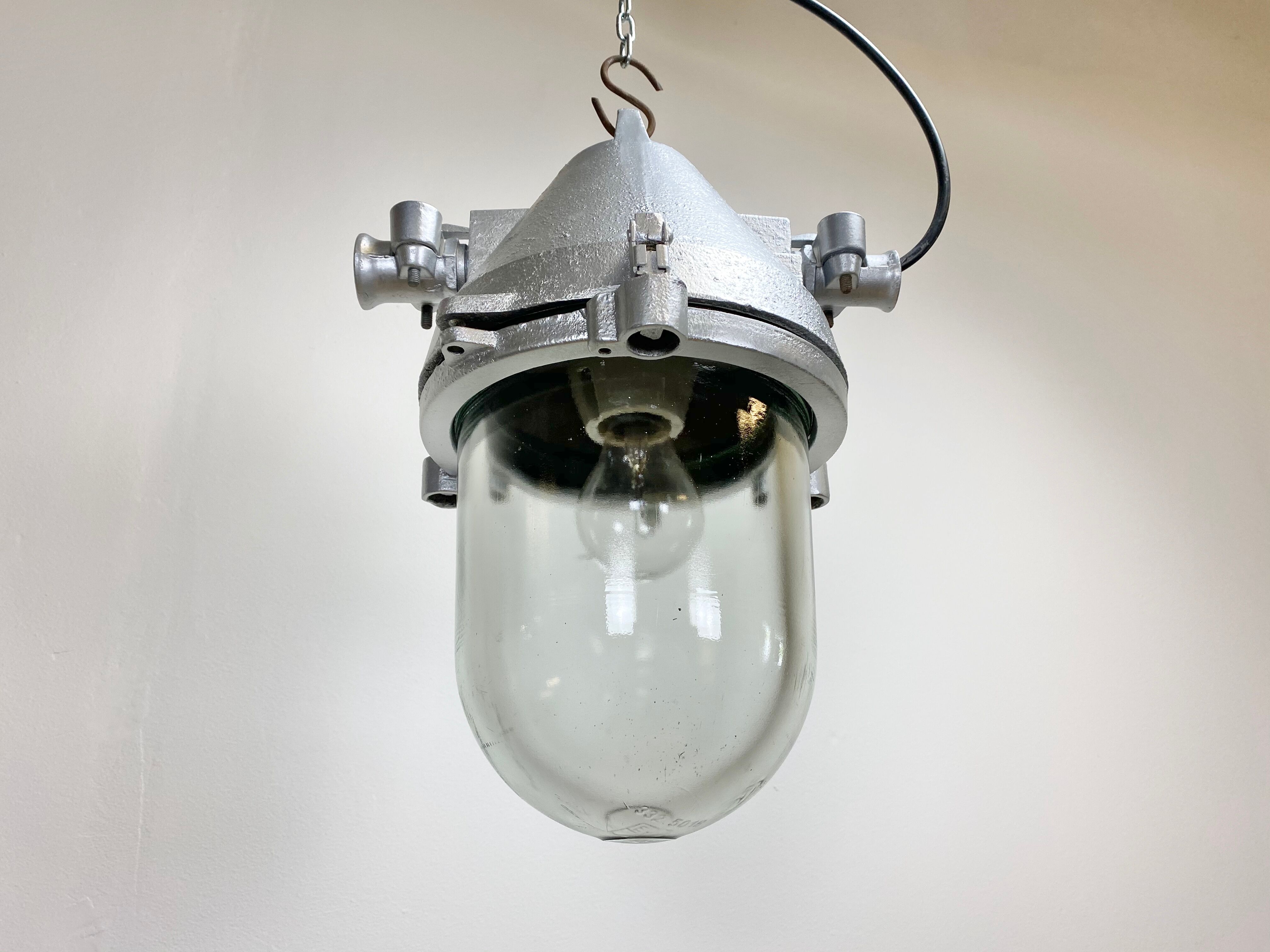 Silver cast aluminium explosion proof lamp, 1960