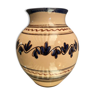 Vase en terre cuite vernissée à décor de frise végétale Savoie