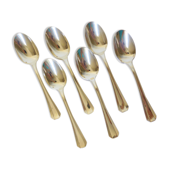 6 Christofle Art Deco Style Silver Plated Soup Spoons 2106255