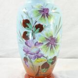 Vase in opaline opaline glass hand painted flower decoration