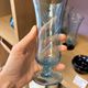 Set of 5 champagne flutes / hand-blown glass juice glasses.